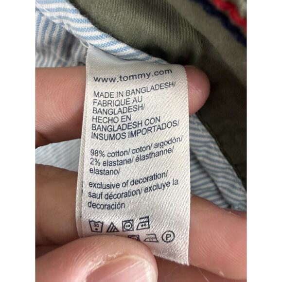 Tommy Hilfiger Size 10 Flat Front Straight Leg Chino Pant Olive Green Button Zip - Picture 9 of 11